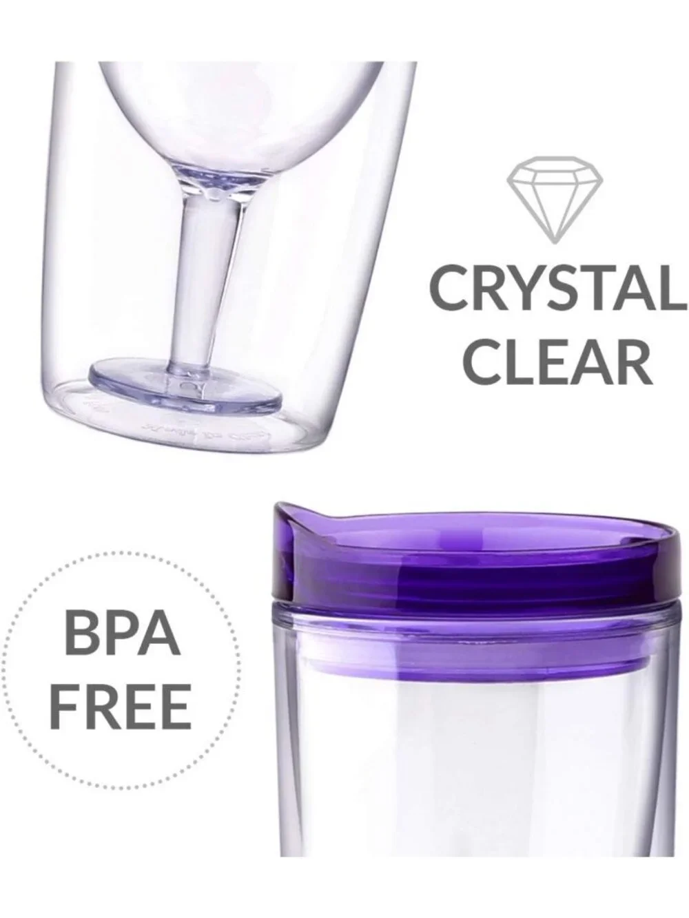 Insulated Wine Tumblers with Drink-Through Lid - 10 oz, Set of 8, Perfect for
